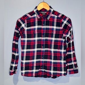 Set Of 2 Boys Different Brands Long Sleeve Flannel Shirt Size L 10-12 Multicolor